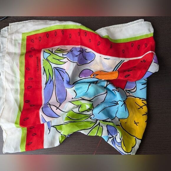 Liz Claiborne 💯Silk Colorful Summer Fruit Watermelon Print Large Scarf Bandana - Picture 6 of 11